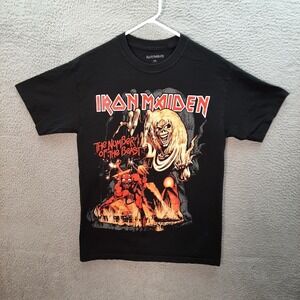 Iron Maiden Shirt Adult Medium Black Graphic Band Tee Rock Metal 80s 90s Eddie